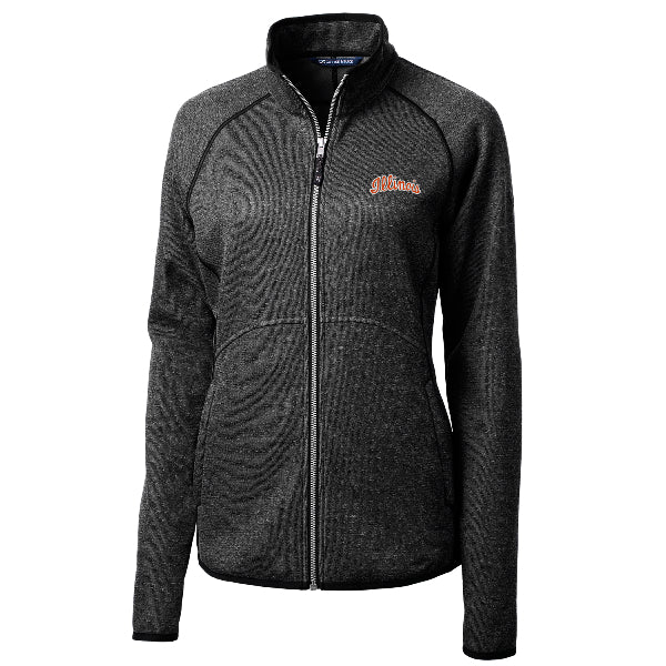 Illinois Fighting Illini Cutter & Buck Women's Charcoal Mainsail Sweater Knit Full Zip Jacket