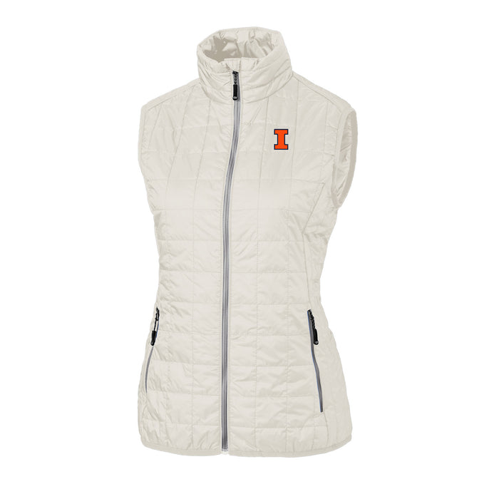 Illinois Fighting Illini Cutter & Buck Women's Coconut Rainier Insulated Full Zip Puffer Vest