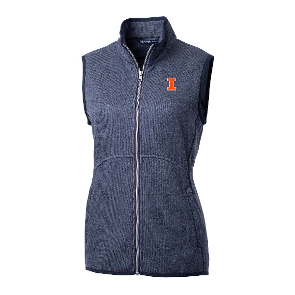 Illinois Fighting Illini Cutter & Buck Women's Mainsail Sweater Knit Full Zip Vest