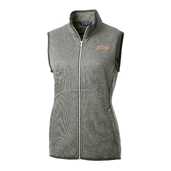Illinois Fighting Illini Cutter & Buck Women's Mainsail Sweater Knit Full Zip Vest