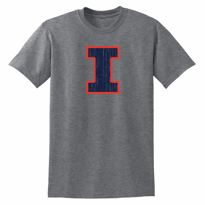 Illinois Fighting Illini Distressed Block I Grey Tee