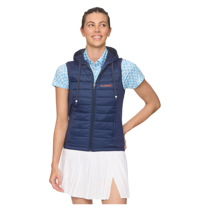 Illinois Fighting Illini Flag & Anthem Women's Navy Puffer Vest