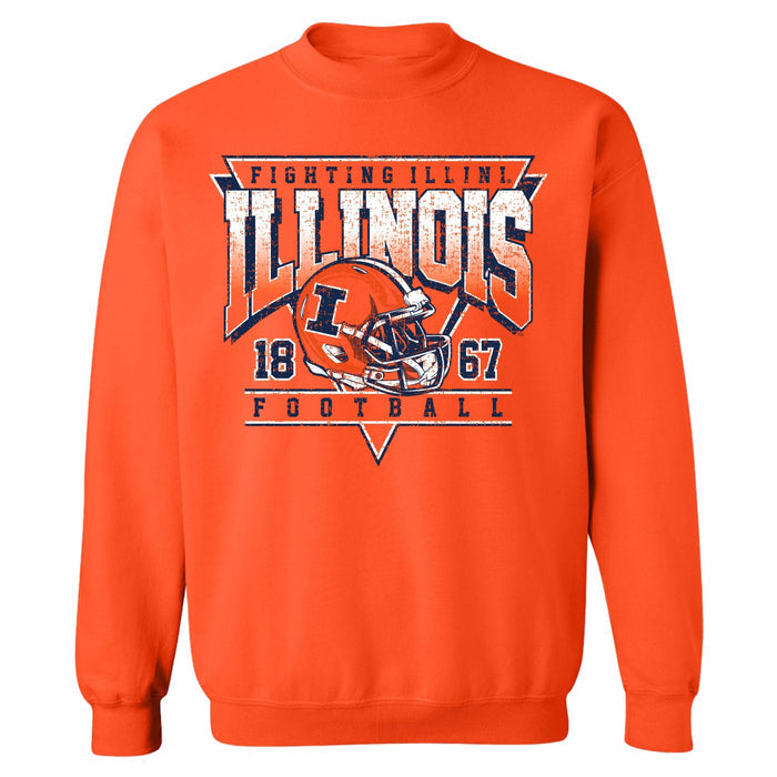 Illinois Fighting Illini Football Orange Crewneck Sweatshirt