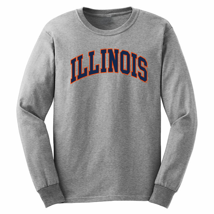 Illinois Fighting Illini Gray 2-Color Arch Long-Sleeve T-Shirt