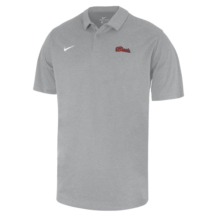 Illinois Fighting Illini Nike Heather Polo- Silver