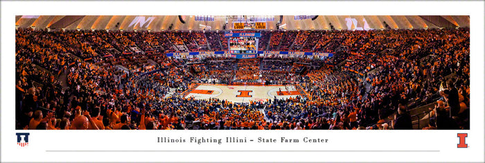Illinois Fighting Illini Men's Basketball Panoramic Picture - State Farm Center Fan Cave Decor Unframed