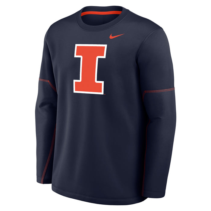 Illinois Fighting Illini Men's Nike Midweight Coach Crew Navy