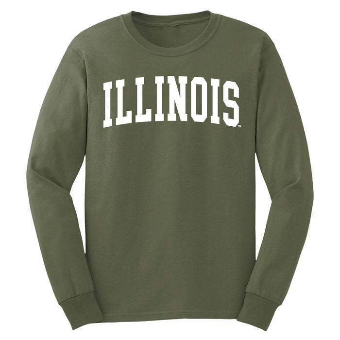 Illinois Fighting Illini Military Green Jumbo Arch Long-Sleeve Tee