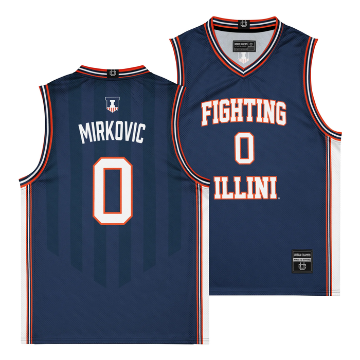 Illinois Fighting Illini NIL Basketball Jersey Navy #0 Mirkovic