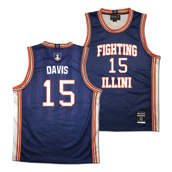 Illinois Fighting Illini NIL Basketball Jersey Navy #15 Davis