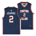 Illinois Fighting Illini NIL Basketball Jersey Navy Youth #2 Stojakovic