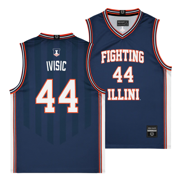 Illinois Fighting Illini NIL Basketball Jersey Navy Youth #44 Ivisic