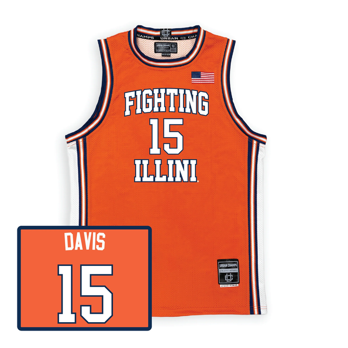 Illinois Fighting Illini NIL Basketball Jersey Youth #15 Jake Davis