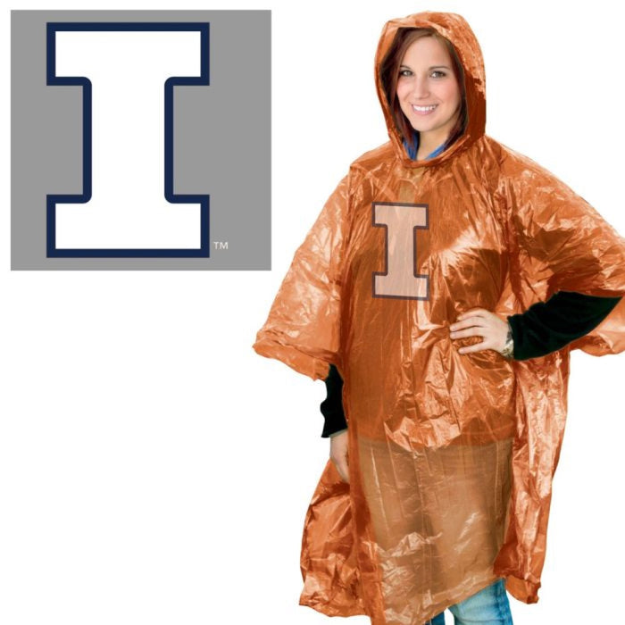 Illinois Fighting Illini Orange Rain Poncho