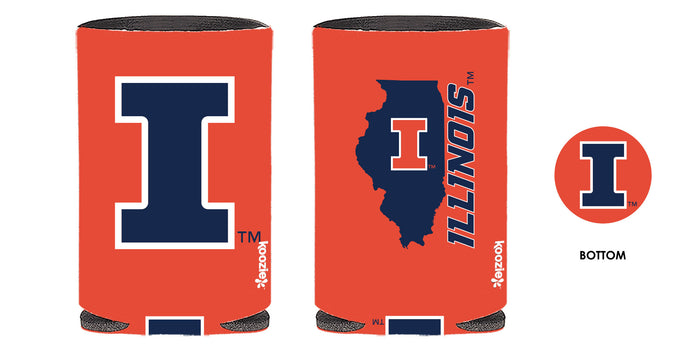 Illinois Fighting Illini Orange State Shape Koozie
