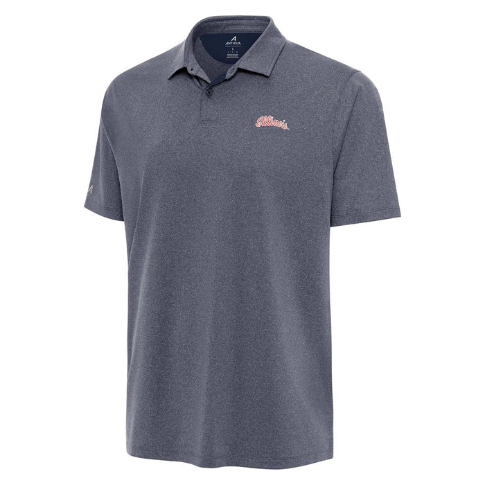 Illinois Fighting Illini Polo Men's Navy Heather Antigua Script