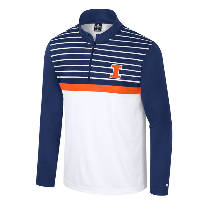 Illinois Fighting Illini Quarter-Zip Kids Navy/White Stripe Pullover
