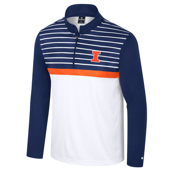 Illinois Fighting Illini Quarter-Zip Men's Navy/White Stripe Pullover