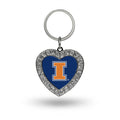 Illinois Fighting Illini Rhinestone Silver Keychain