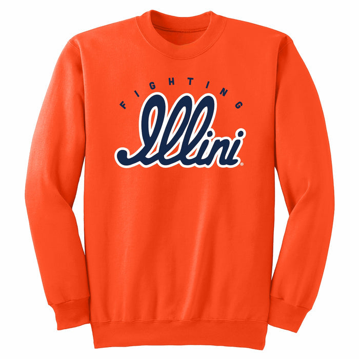 Illinois Fighting Illini Script Premium Crewneck Sweatshirt