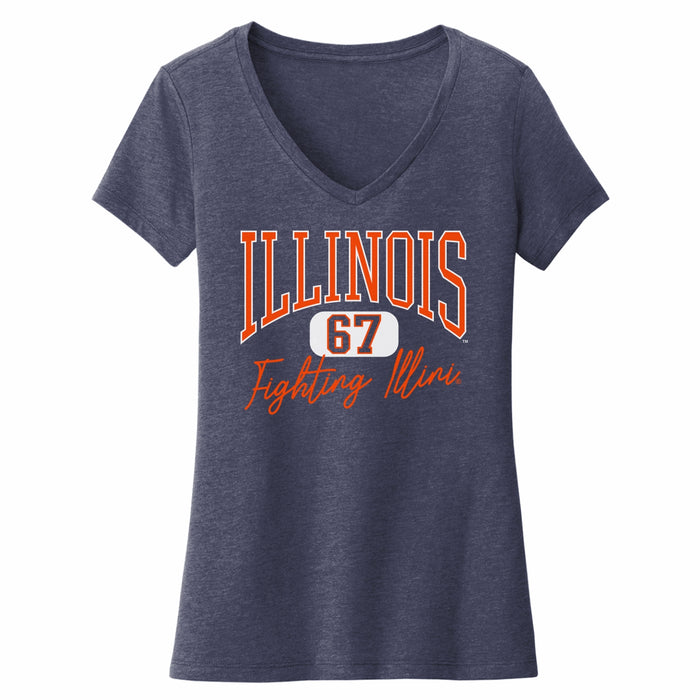 Illinois Fighting Illini T-Shirt Women's Navy Script