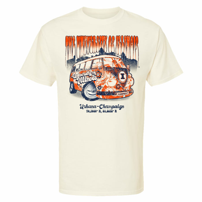 Illinois Fighting Illini Tan Flower Bus Tee