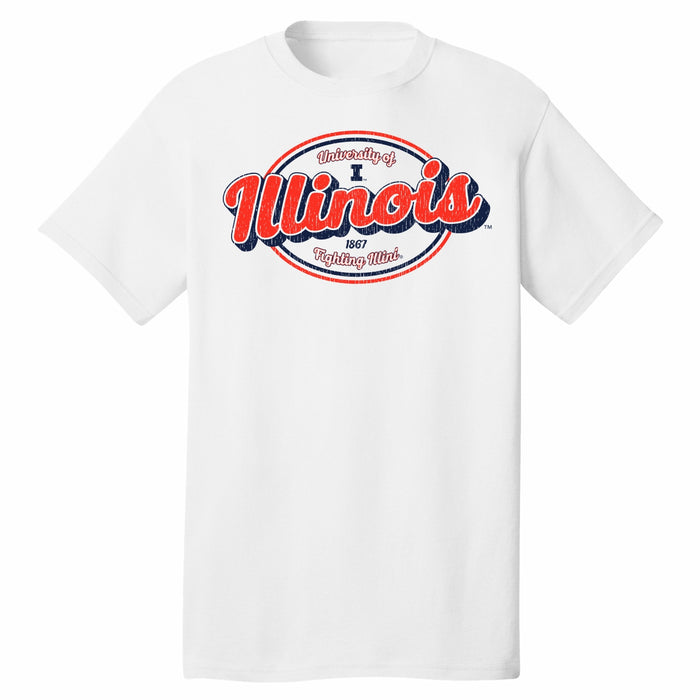 Illinois Fighting Illini White Oval Script Tee
