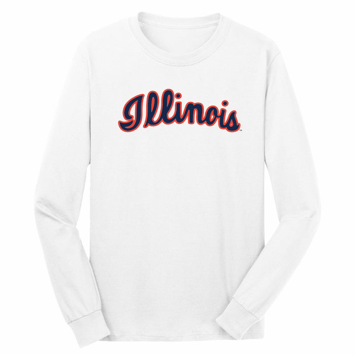 Illinois Fighting Illini White Script Long-Sleeve T-Shirt