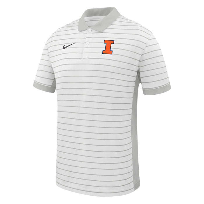 Illinois Fighting Illini Nike White Striped Polo