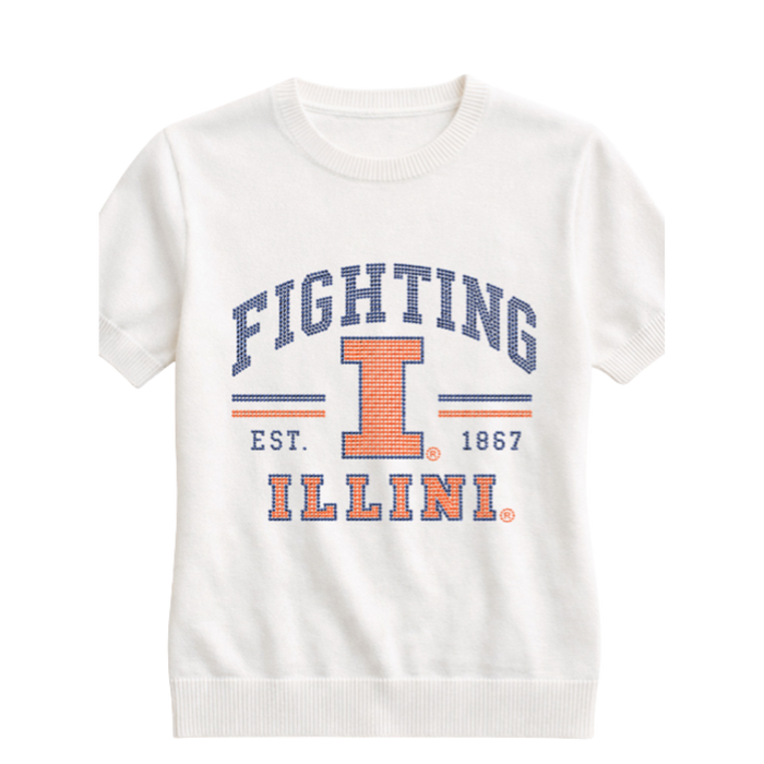 Illinois Fighting Illini Women's Arch Block I Short Sleeve Sweater