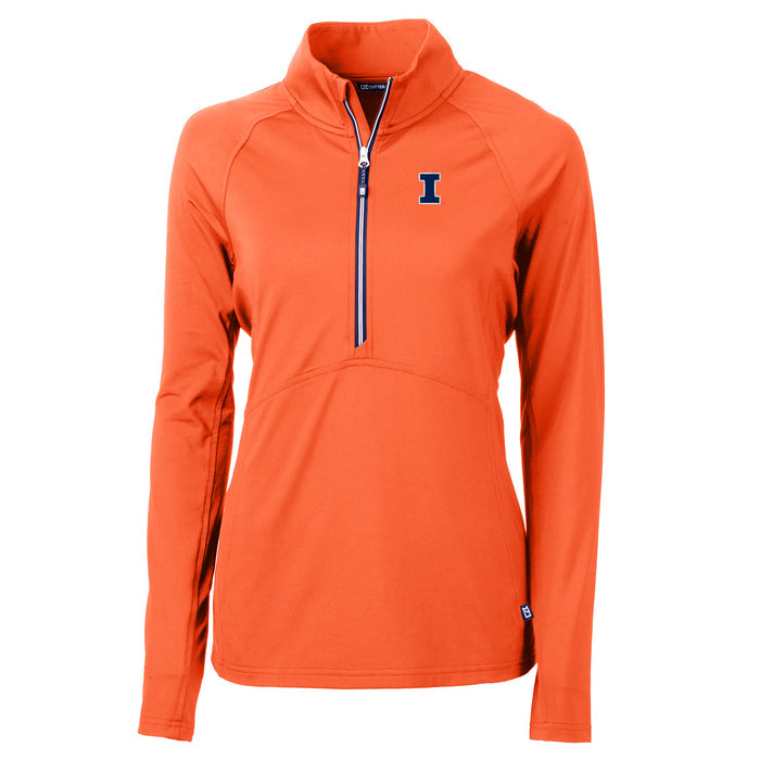 Illinois Fighting Illini Women's Cutter & Buck Adapt Block I Orange Quarter-Zip