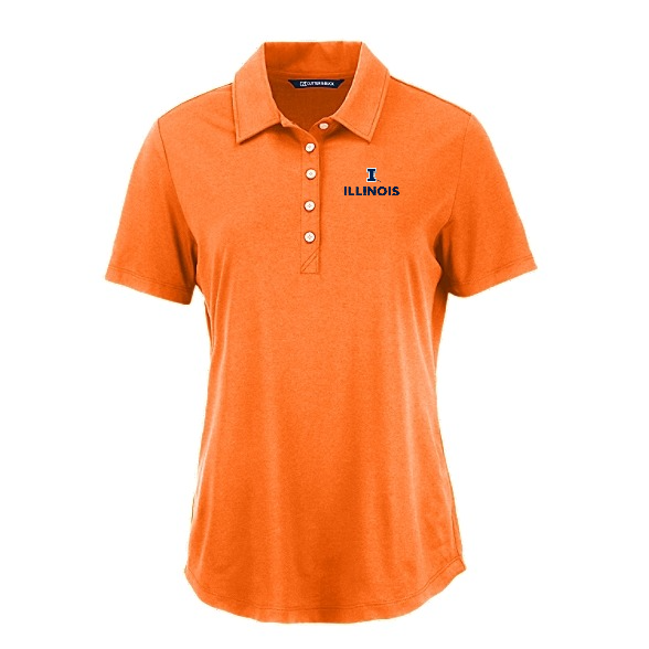 Illinois Fighting Illini Women's Orange Wordmark Polo Cutter & Buck