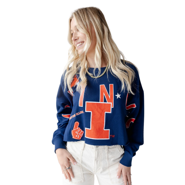 Illinois Fighting Illini Women's Patched up Crop Crew
