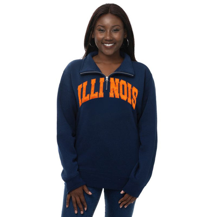 Illinois Fighting Illini Women's Satin Quarter Zip Sweatshirt