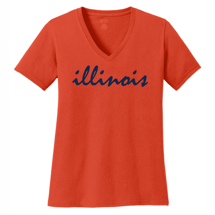Illinois Fighting Illini Women's Script V-Neck Tee