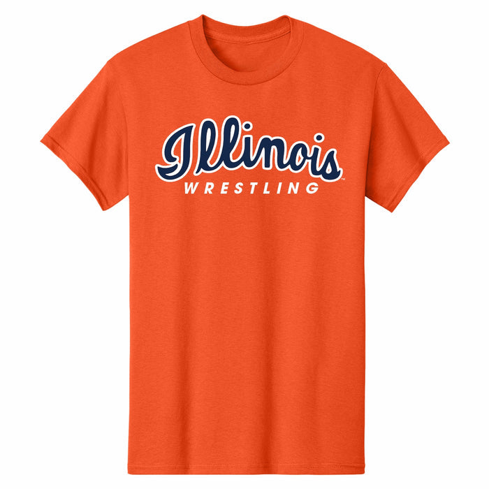 Illinois Fighting Illini Wrestling T-Shirt Orange Script