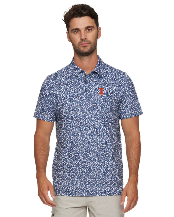 Illinois Flag & Anthem Floral Polo