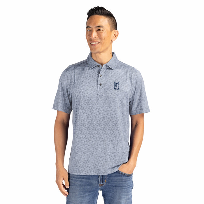 Illinois Football Columns Polo Men's Grey Patterned Cutter & Buck