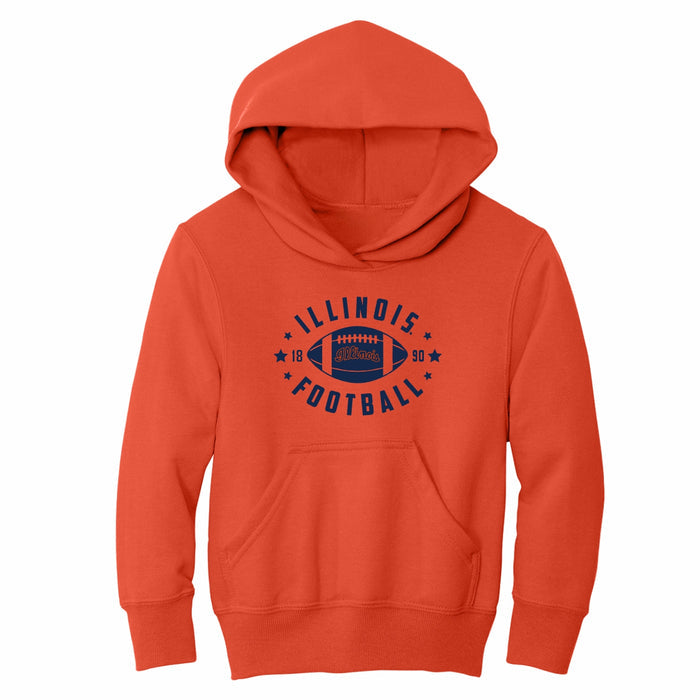 Illinois Football Hoodie Kids Orange Script Stars