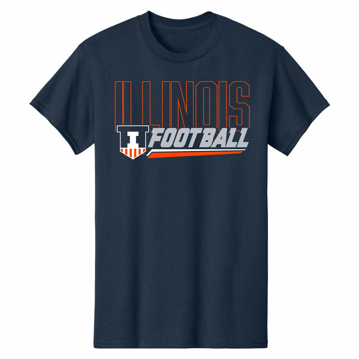 Illinois Football Shirt Navy Shield Slant