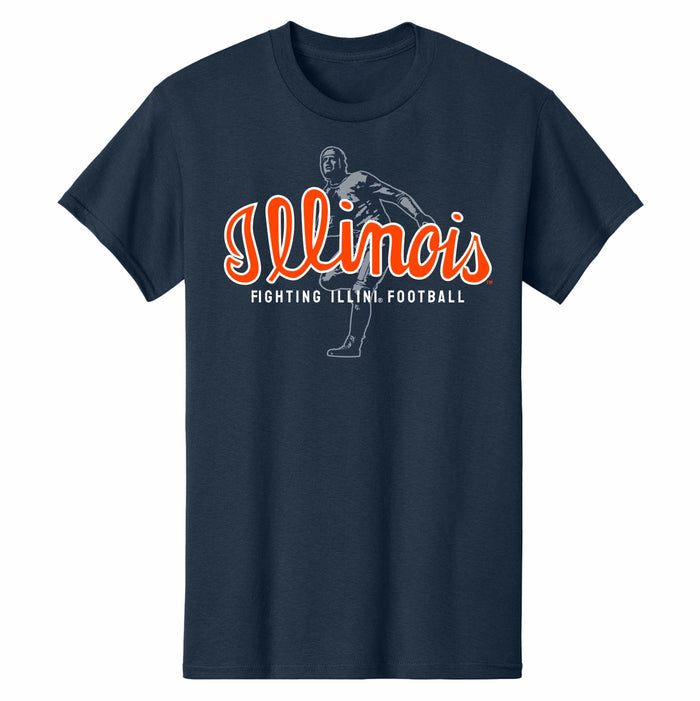Illinois Football T-Shirt Navy Script Grange Tee