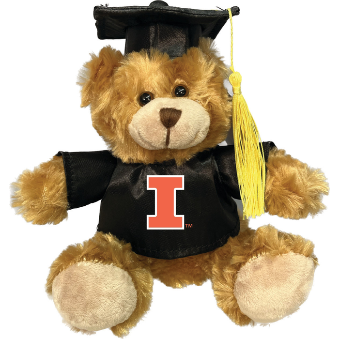 Illinois Graduation Plush Brown Bear Cap/Gown