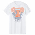 Illinois Gymnastics White Sparkle Heart Tee