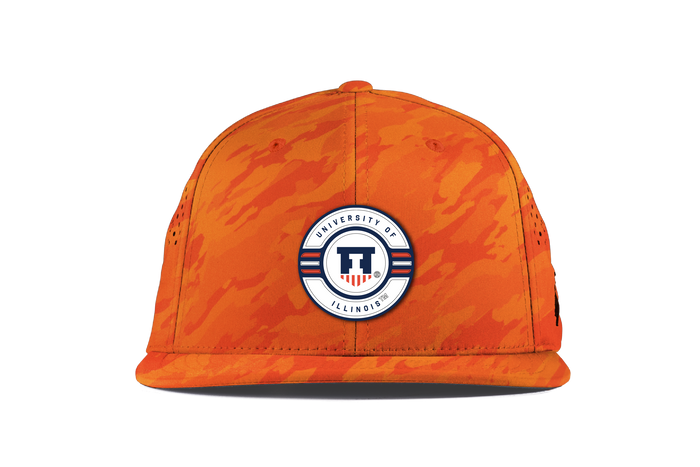 Illinois Hat Camo Orange Branded Bills Circle Logo