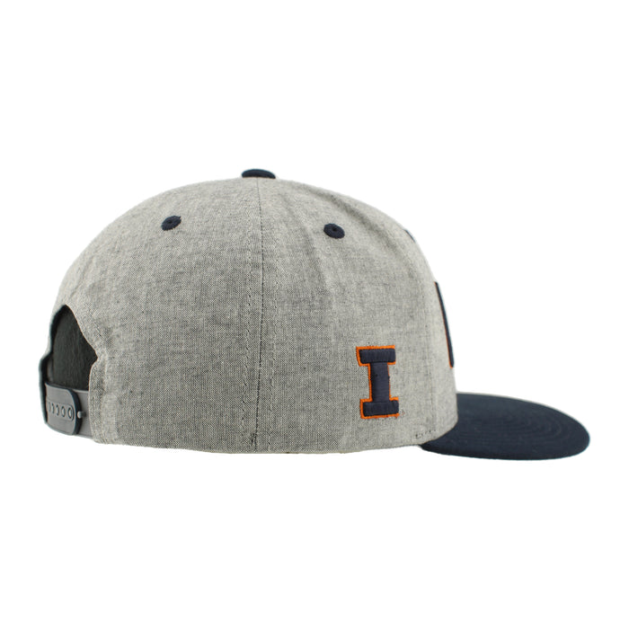 Illinois Hat Grey Script Flatbill Snapback