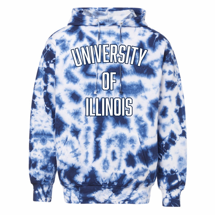 Illinois Hoodie Navy/White Tie Dye