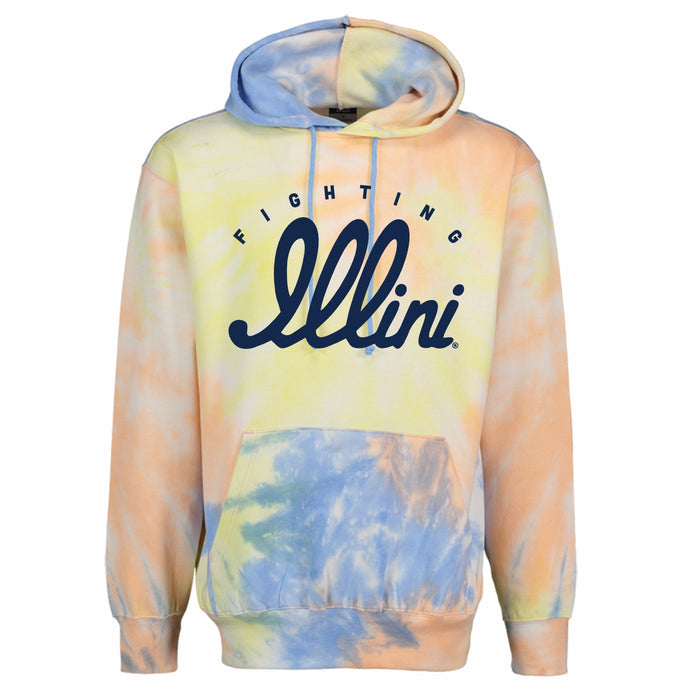 Illinois Hoodie Tie Dye Tall Script