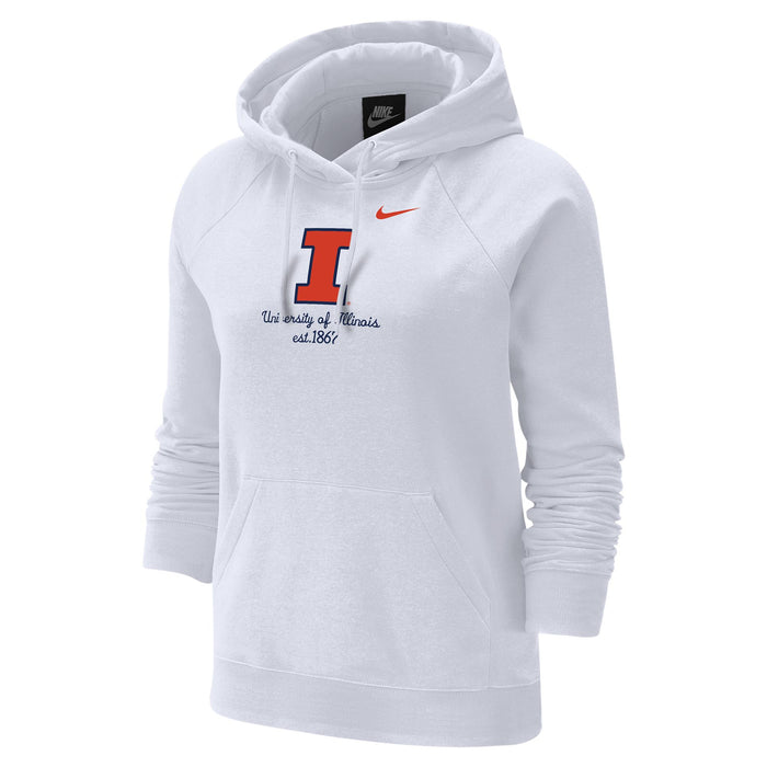 Illinois Hoodie Women's White Nike Block I Script