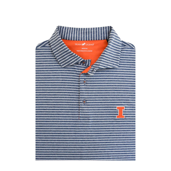 Illinois Horn Legend Elevated Thin Stripe Polo