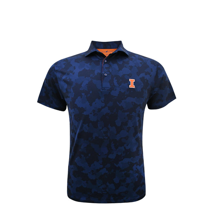 Illinois Horn Legend Tonal Camo Print Elevated Polo